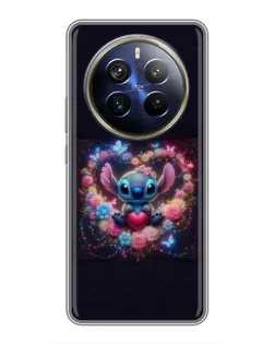 Чехол для Realme 12 Plus с картинкой «Stitch в цветах»