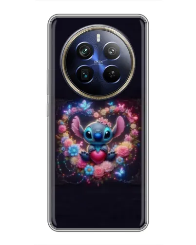 Чехол для Realme 12 Plus с картинкой «Stitch в цветах»