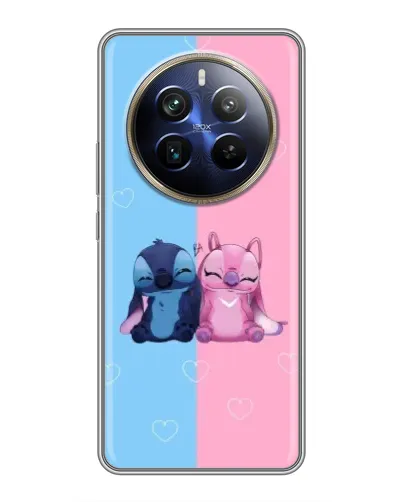 Чехол для Realme 12 Plus с картинкой «Stitch и Angel Love»