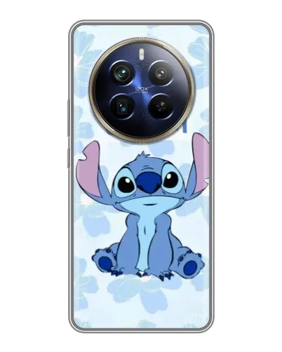 Чехол для Realme 12 Plus с картинкой «Stitch среди цветов»