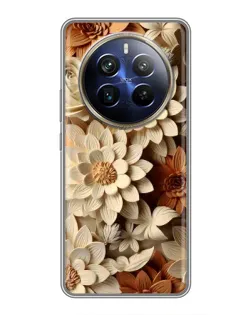 Чехол для Realme 12 Plus с картинкой «Бежевый флористический декор»