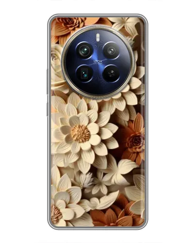 Чехол для Realme 12 Plus с картинкой «Бежевый флористический декор» Чехол для Realme 12 Plus с картинкой «Бежевый флористический декор»
