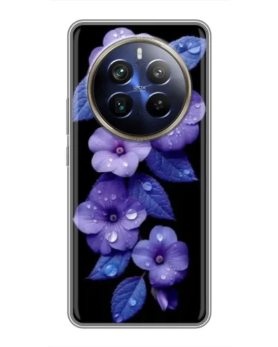 Чехол для Realme 12 Plus с картинкой «Фиолетовые цветы с росою» Чехол для Realme 12 Plus с картинкой «Фиолетовые цветы с росою»