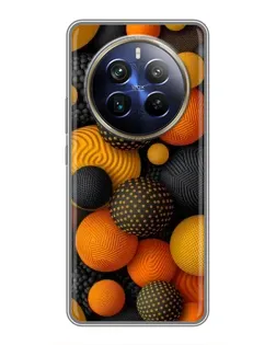 Чехол для Realme 12 Plus с картинкой «Объемные оранжевые сферы»