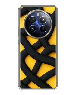 Чехол для Realme 12 Plus с картинкой «Черное желтое переплетение»
