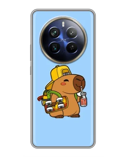 Чехол для Realme 12 Plus с картинкой «Капибара на скейте»
