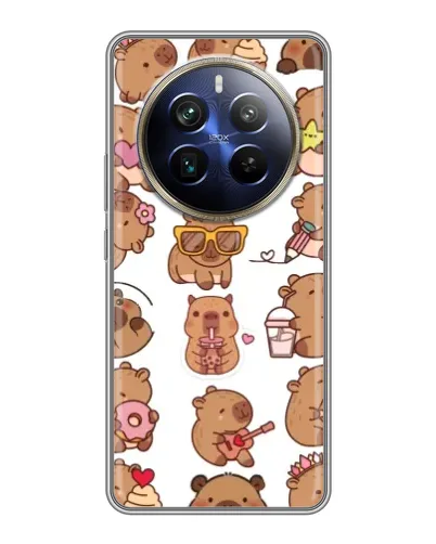 Чехол для Realme 12 Plus с картинкой «Стикерпак с капибарами»