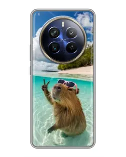 Чехол для Realme 12 Plus с картинкой «Капибара на море» Чехол для Realme 12 Plus с картинкой «Капибара на море»