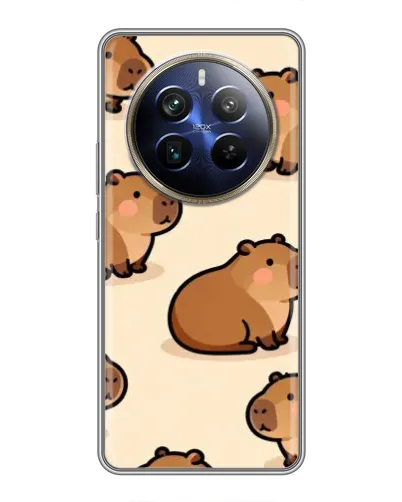 Чехол для Realme 12 Plus с картинкой «Паттерн милых капибар»