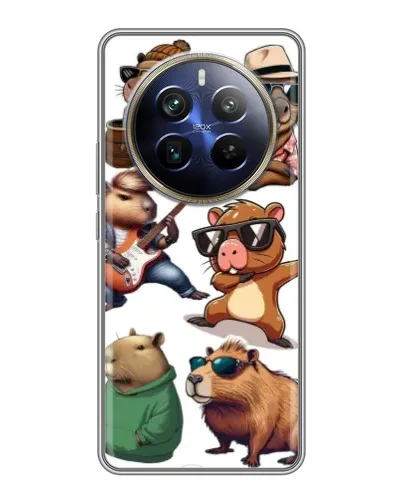Чехол для Realme 12 Plus с картинкой «Крутые капибары музыканты»