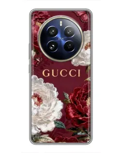 Чохол для Realme 12 Pro Plus з картинкою «Gucci — бордові троянди»
