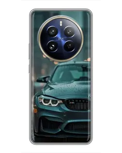 Чехол для Realme 12 Pro Plus с картинкой «BMW в огнях города»