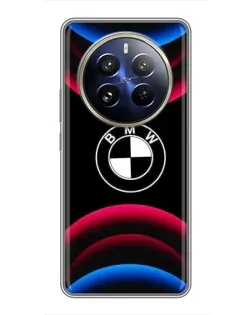 Чехол для Realme 12 Pro Plus с картинкой «Логотип BMW и неоновые дуги»