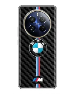 Чехол для Realme 12 Pro Plus с картинкой «Эмблема BMW и карбон»