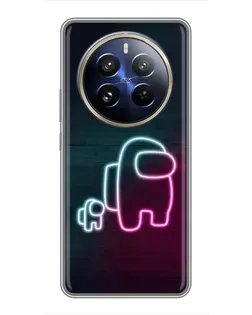 Чехол для Realme 12 Pro Plus с картинкой «Among Us неон-арт»