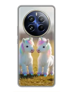 Чехол для Realme 12 Pro Plus с картинкой «Пара единорогов»