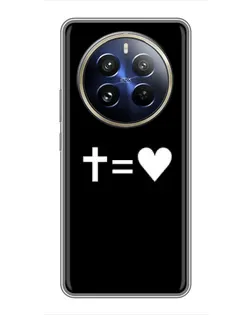 Чехол для Realme 12 Pro Plus с картинкой «Крест и Сердце»