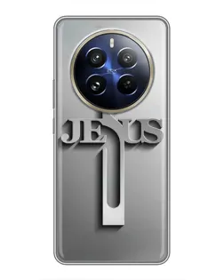 Чохол для Realme 12 Pro Plus з картинкою «Металевий хрест Jesus»