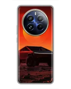 Чехол для Realme 12 Pro Plus с картинкой «Cybertruck на Марсе»