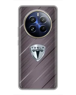 Чехол для Realme 12 Pro Plus с картинкой «Металлическая текстура Tesla»