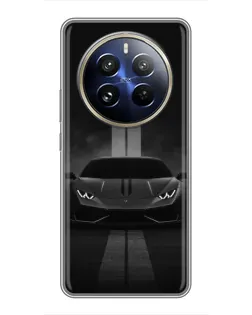 Чехол для Realme 12 Pro Plus с картинкой «Lamborghini симметрия дорог»