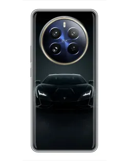 Чехол для Realme 12 Pro Plus с картинкой «Черный Lamborghini Aventador»