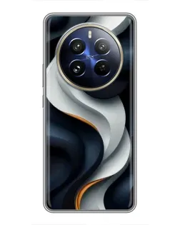 Чехол для Realme 12 Pro Plus с картинкой «Объемные черно-белые ленты»