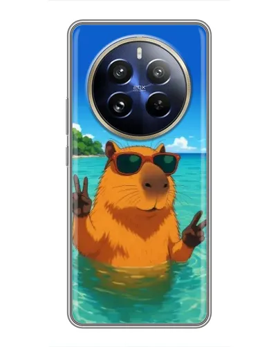Чехол для Realme 12 Pro Plus с картинкой «Морская капибара»