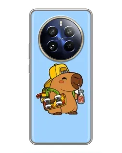 Чехол для Realme 12 Pro Plus с картинкой «Капибара на скейте»