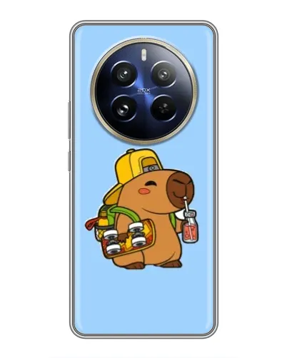 Чехол для Realme 12 Pro Plus с картинкой «Капибара на скейте»