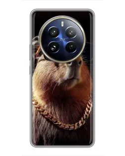 Чехол для Realme 12 Pro Plus с картинкой «Капибара золотая цепь»