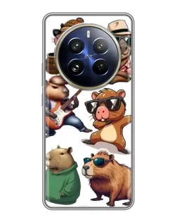 Чехол для Realme 12 Pro Plus с картинкой «Крутые капибары музыканты»