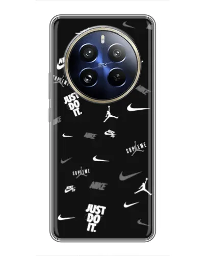 Чохол для Realme 12 Pro з картинкою «Nike Black Pattern»