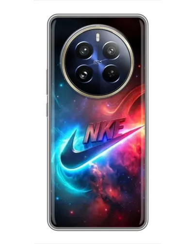 Чехол для Realme 12 Pro с картинкой «Огненный логотип Nike»