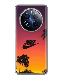 Чехол для Realme 12 Pro с картинкой «Nike на закате солнца»