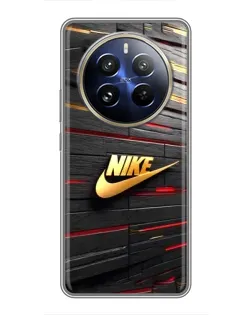 Чехол для Realme 12 Pro с картинкой «Золотой Nike на металле»