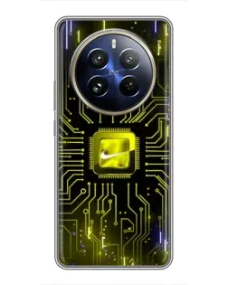 Чехол для Realme 12 Pro с картинкой «Nike — золотая искра»