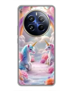 Чохол для Realme 12 Pro з картинкою «Веселка і єдинороги»