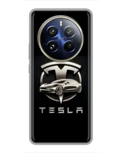 Чохол для Realme 12 Pro з картинкою «Tesla — срібне авто»