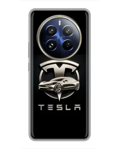 Чохол для Realme 12 Pro з картинкою «Tesla — срібне авто» Чохол для Realme 12 Pro з картинкою «Tesla — срібне авто»