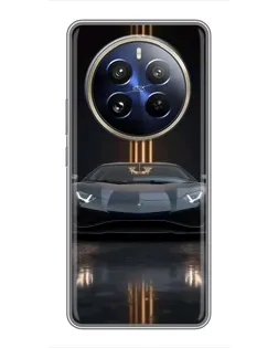 Чохол для Realme 12 Pro з картинкою «Lamborghini золоті лінії»