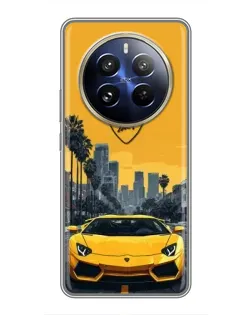 Чохол для Realme 12 Pro з картинкою «Жовтий Lamborghini місто»