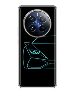 Чохол для Realme 12 Pro з картинкою «Блакитний силует Lamborghini»