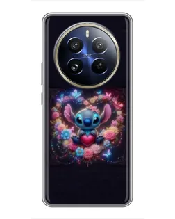 Чехол для Realme 12 Pro с картинкой «Stitch в цветах»