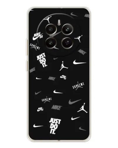 Чехол для Realme 12 с картинкой «Nike Black Pattern»