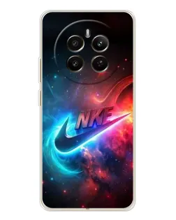 Чехол для Realme 12 с картинкой «Огненный логотип Nike»