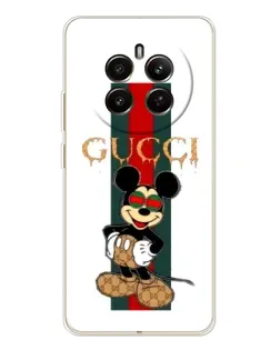 Чехол для Realme 12 с картинкой «Микки Маус Gucci — полосы»