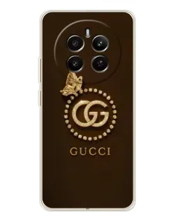 Чехол для Realme 12 с картинкой «Gucci — золотая бабочка»