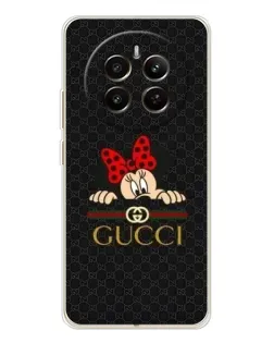 Чехол для Realme 12 с картинкой «Минни Маус Gucci — черный»