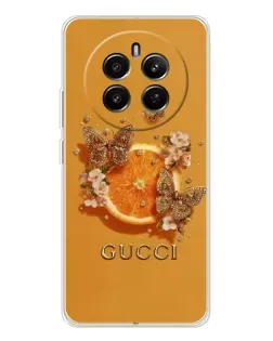 Чохол для Realme 12 з картинкою «Gucci — золоті метелики»